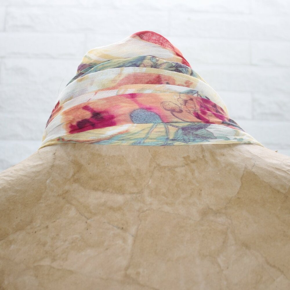 SCARF Oversized Floral Abstract Watercolor Sheer Woven Rectangle Wrap 45 x 76 - Picture 2 of 14
